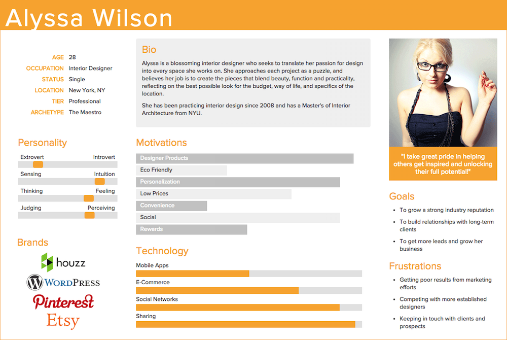 Publicité numérique - Exemple d'un persona