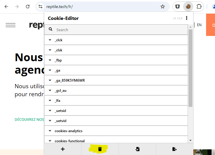 Supprimer les cookies